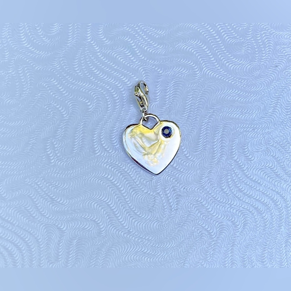 Sterling Silver Heart Charm with Sapphire Birthstone from Blue Nile